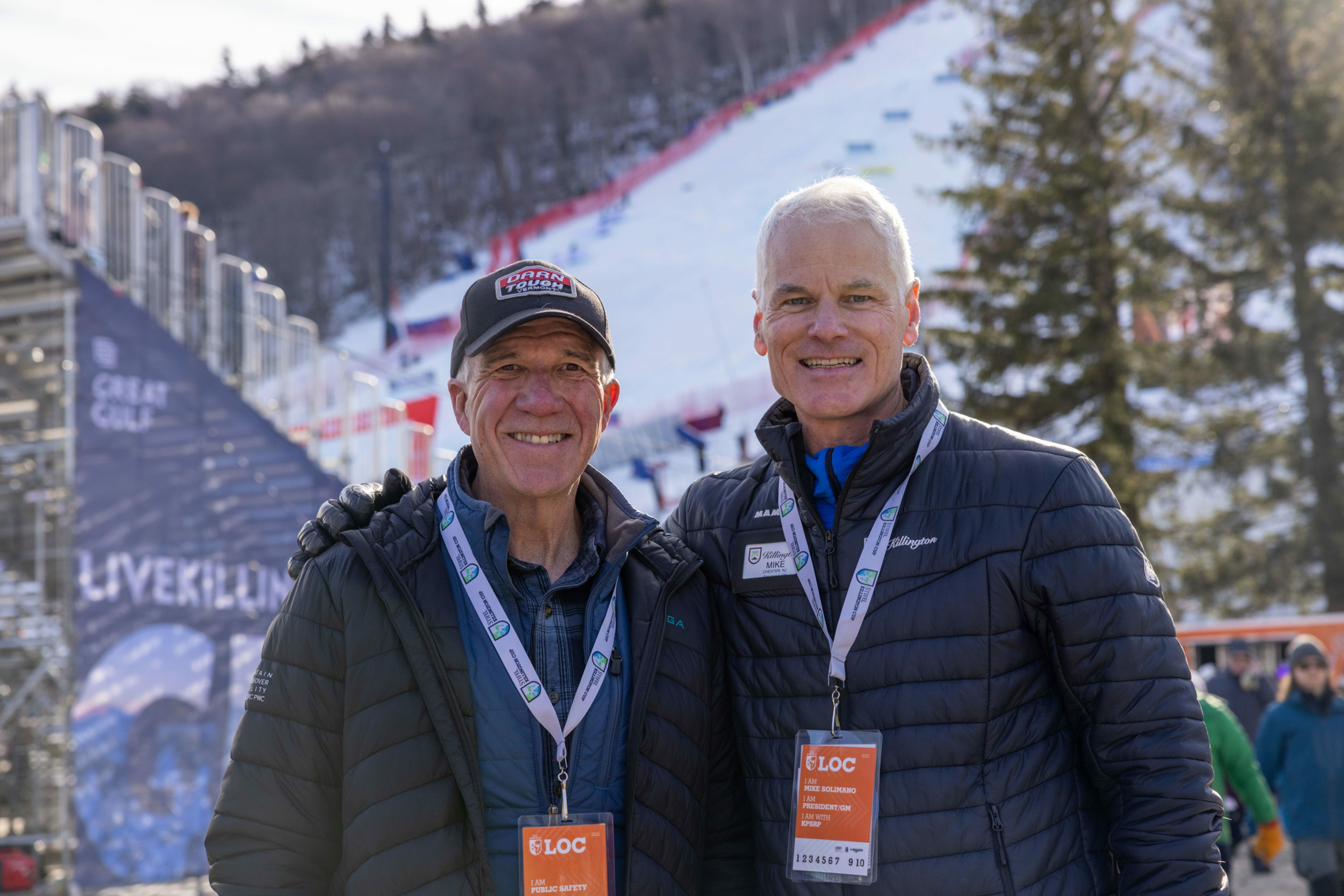 Governor Phil Scott and Mike Solimano pose for a photo at the 2024 Stifel Killington Cup