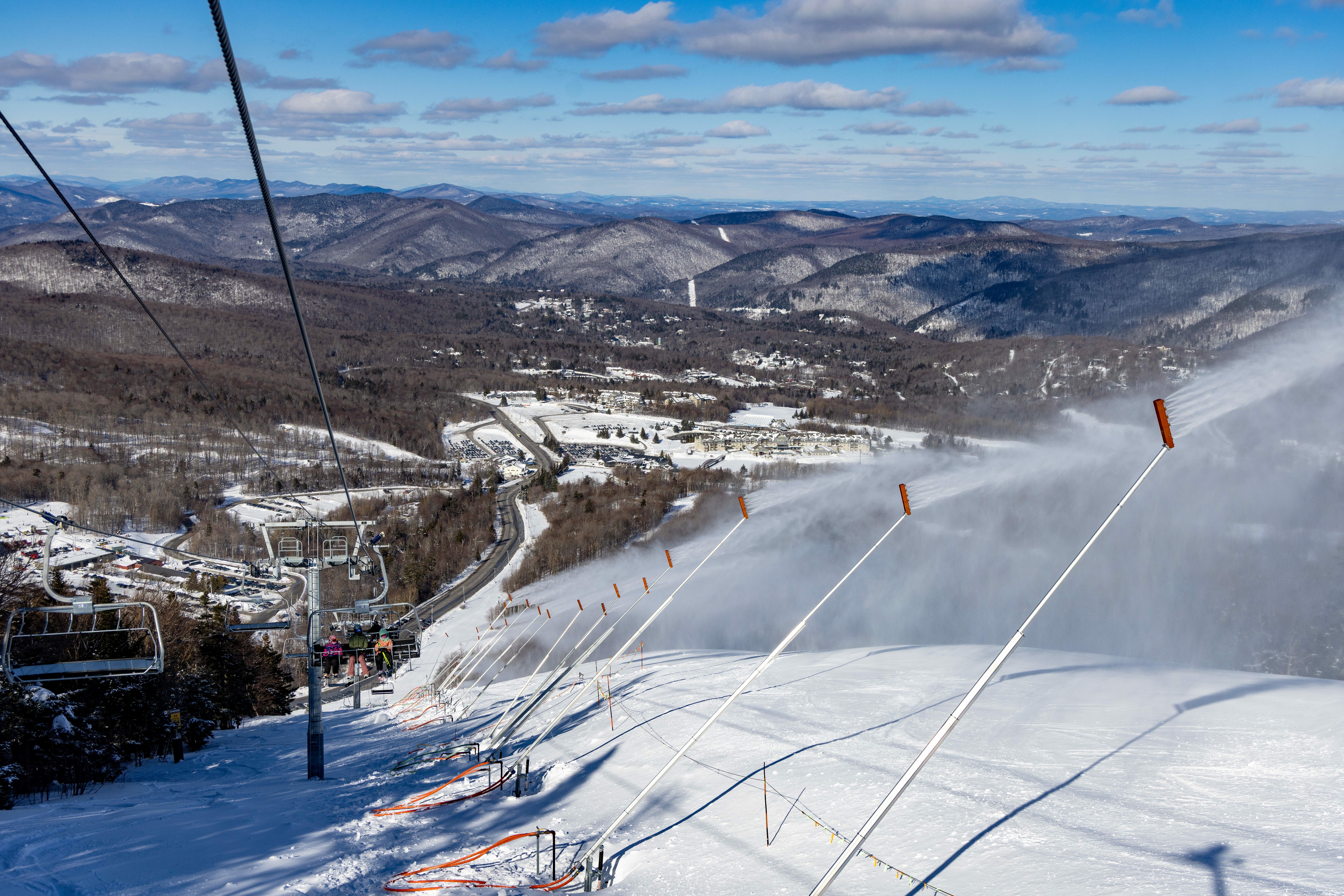 Photo of active snowmaking at Killington Resort