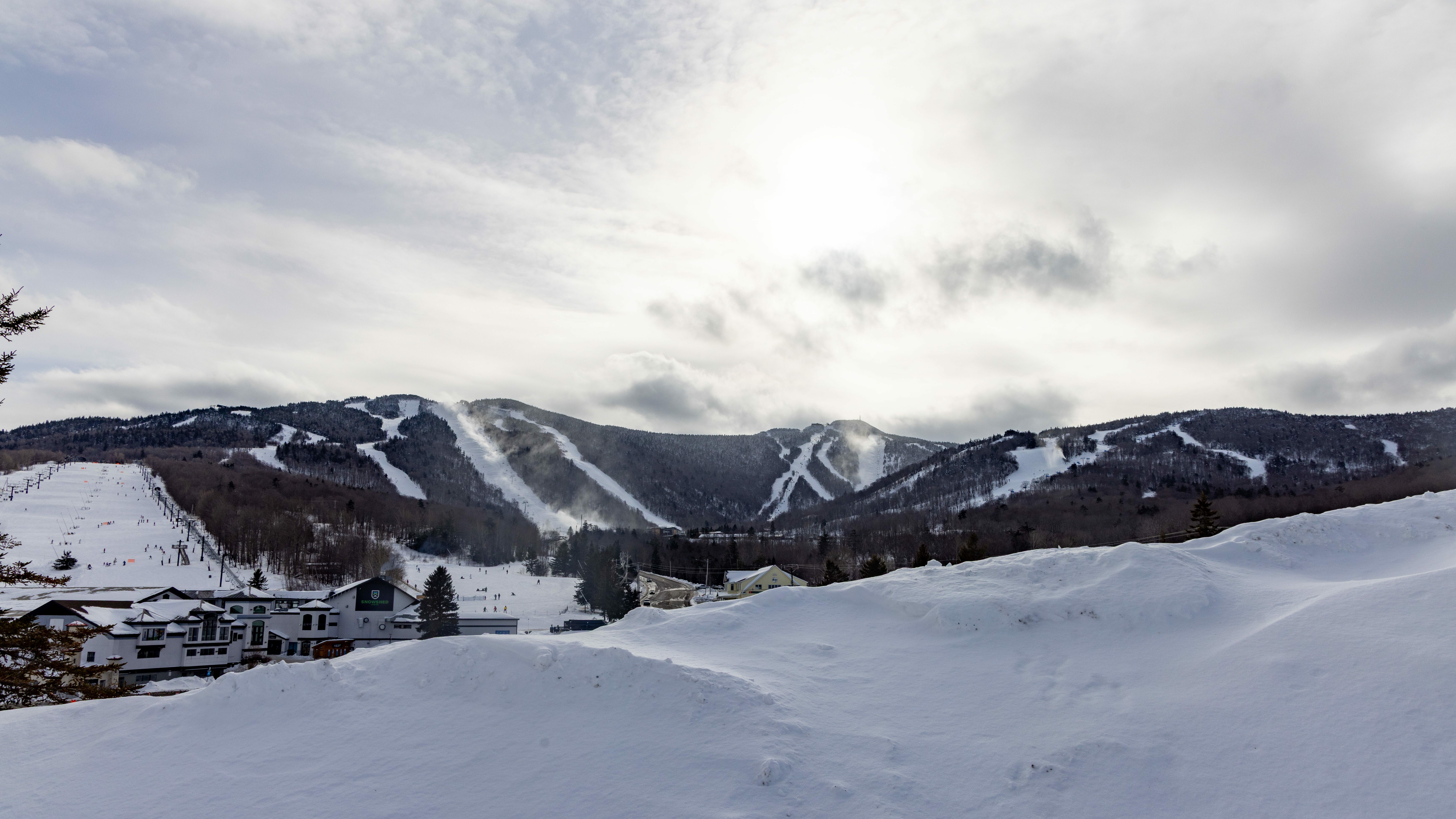 Scenic panoramic shot of Killington Resort during winter