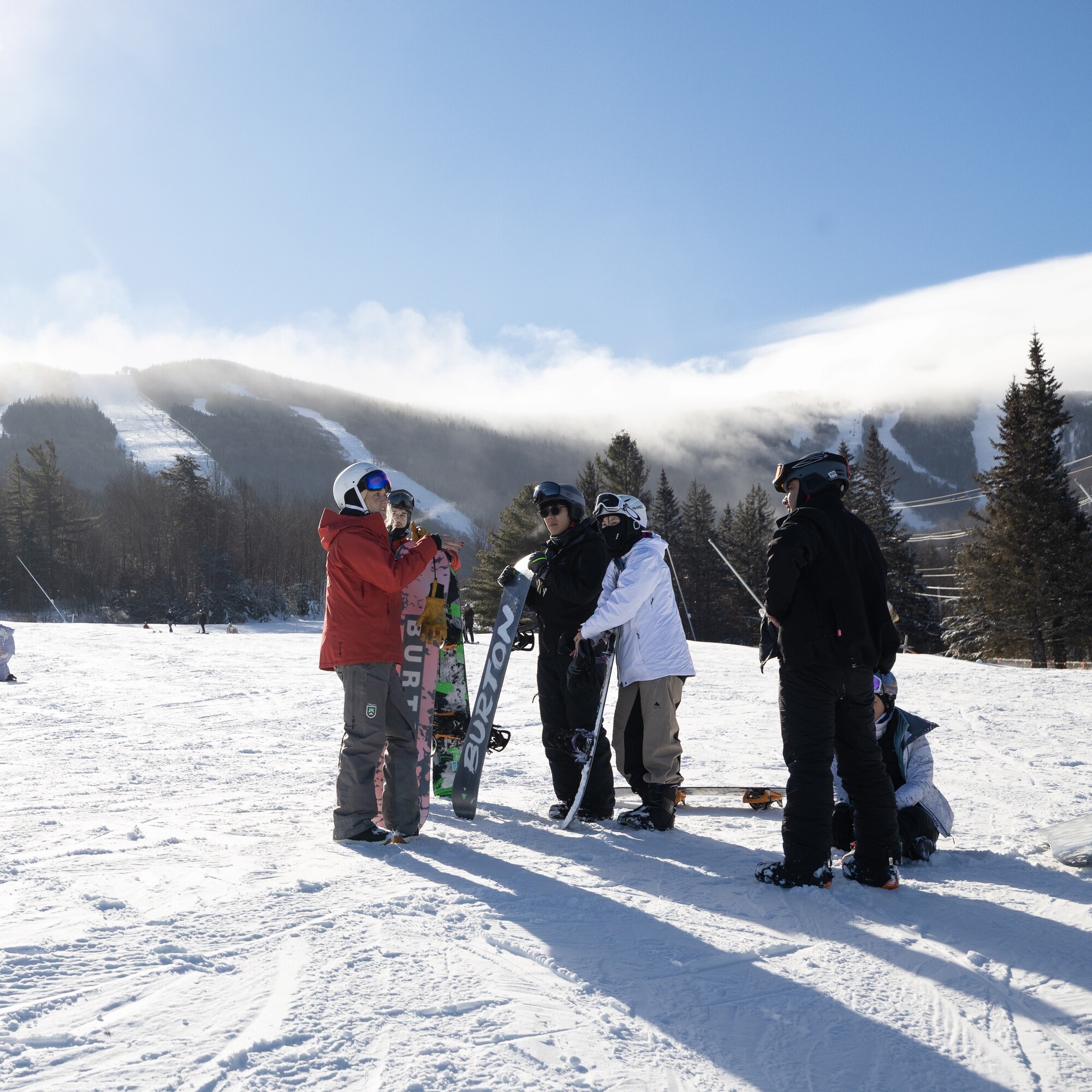 Group of snowboarders on Killington Mountain