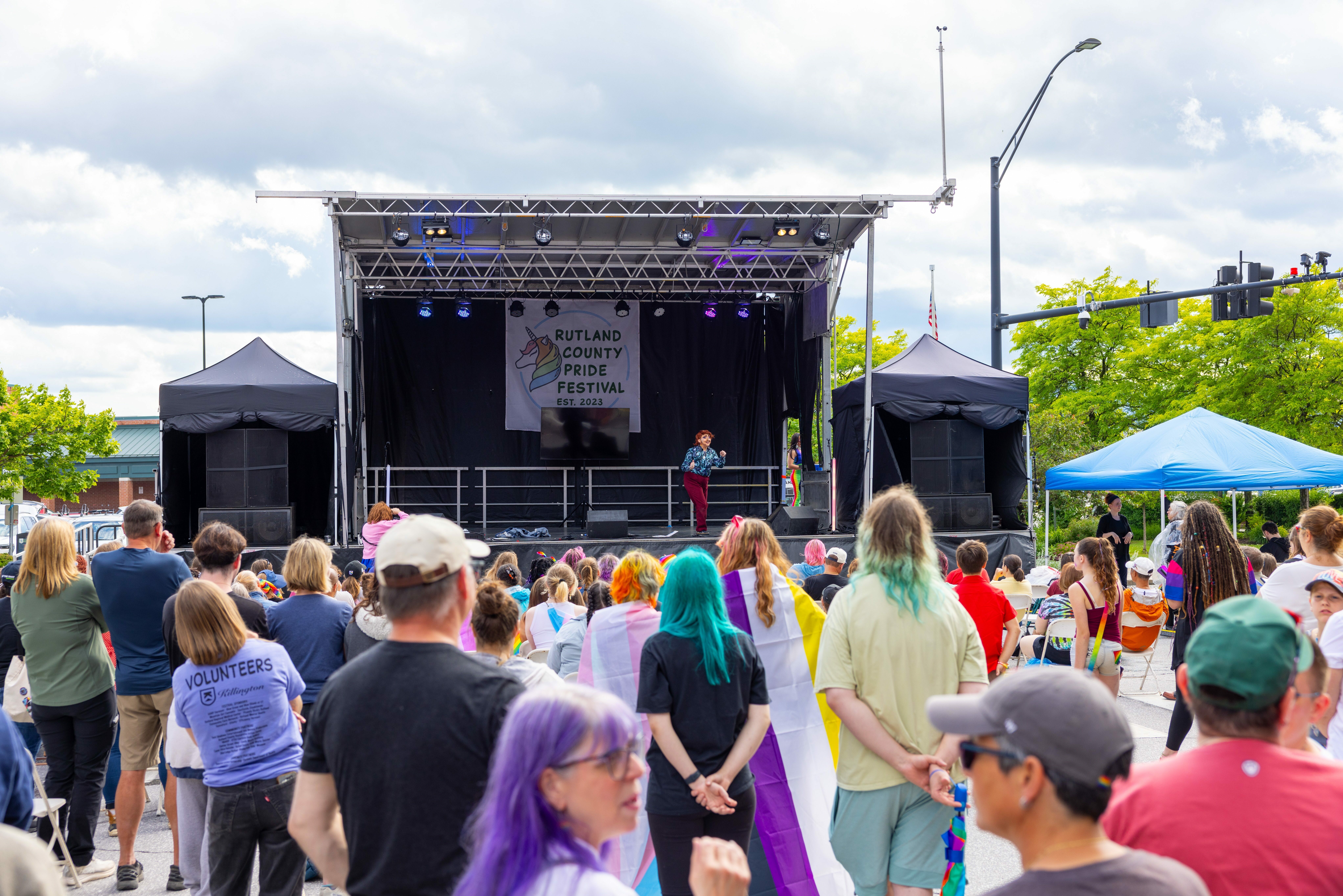 Drag performance at pride festival