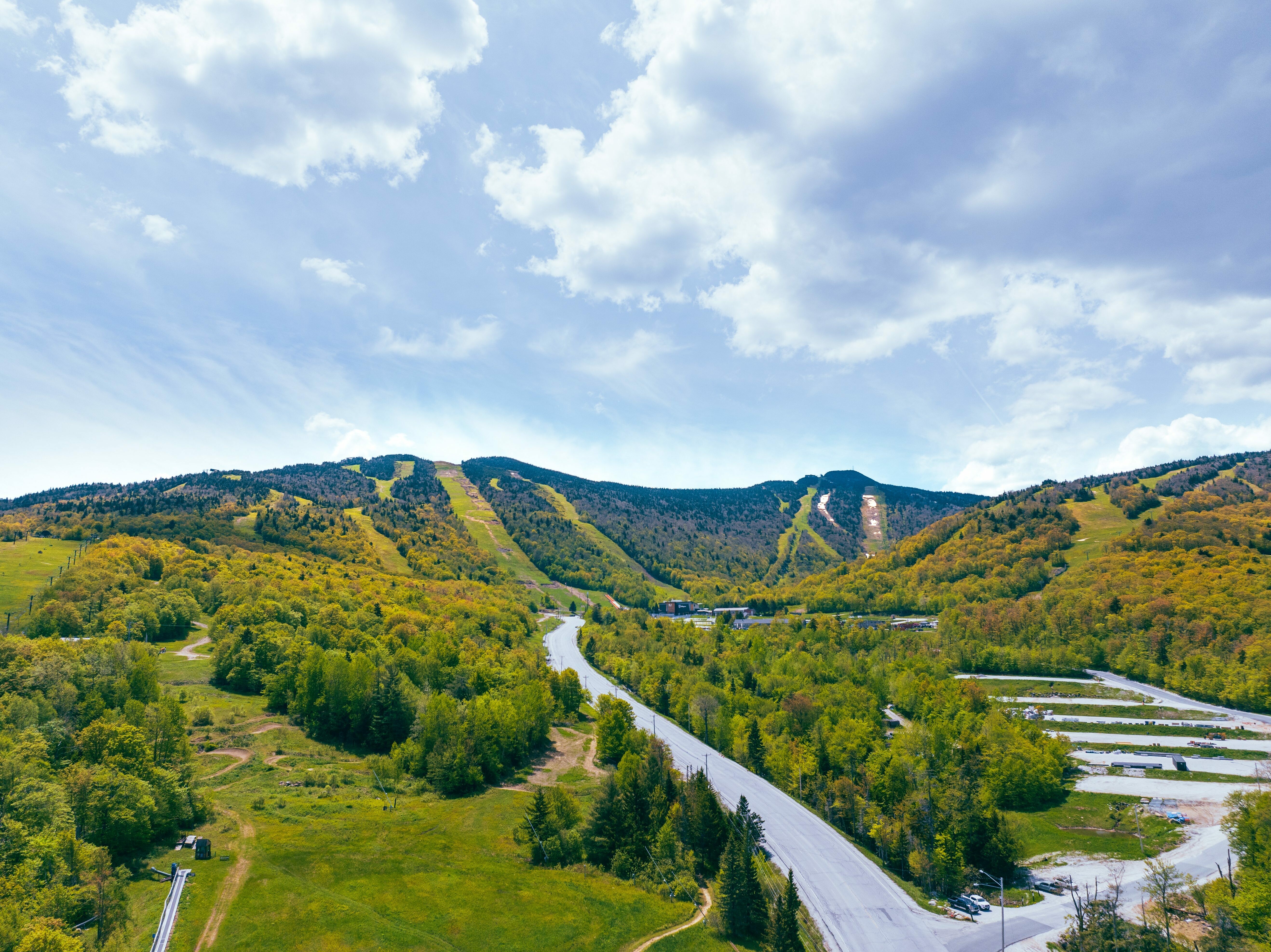 Scenic drone photo of Killington Resort during the early summer