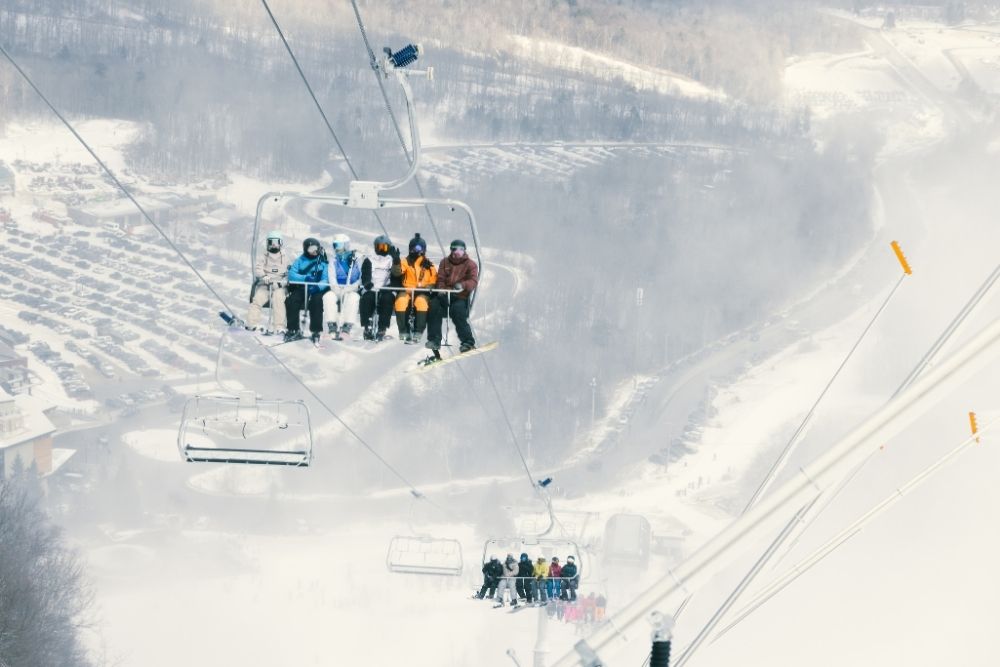 Guests riding up Superstar Six on its first day